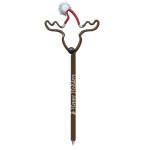 Custom Engraved Reindeer with Santa Hat Multi-Color Inkbend Standard, Bent Pen