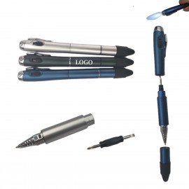 Multi functional LED Light Screwdriver Pen with Stylus Custom Engraved