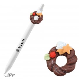 Custom Engraved Click Activated Pen with Cream Doughnut