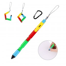 Logo Branded Colorful Foldable Ballpoint Pen With Carabiner