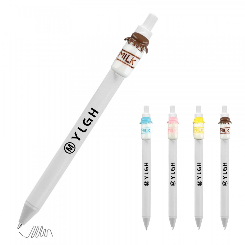 Logo Branded Click Pen w/ Bottle Milk