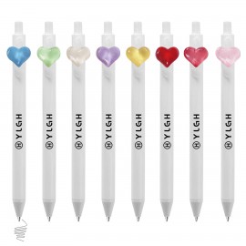 Translucent Heart Click Activated Pen Custom Imprinted