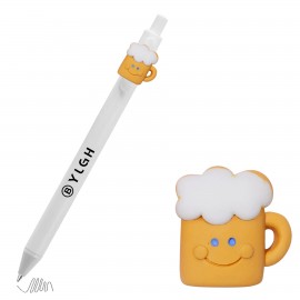 Custom Engraved Click Activated Pen With Smile Beer Mug