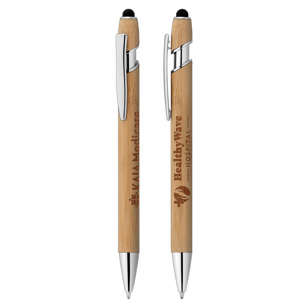 Custom Imprinted Ellipse Bamboo Stylus Pen