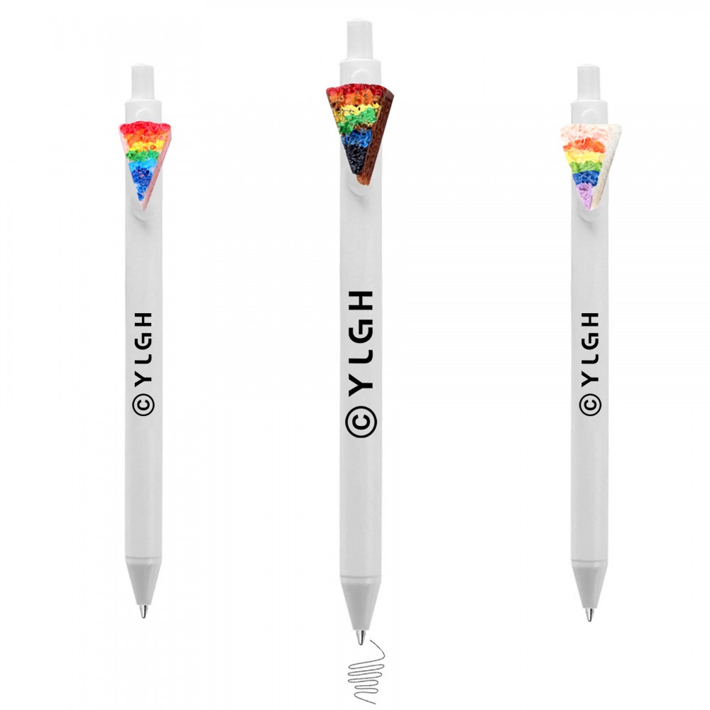 Custom Imprinted Click Pen w/ Rainbow Cake