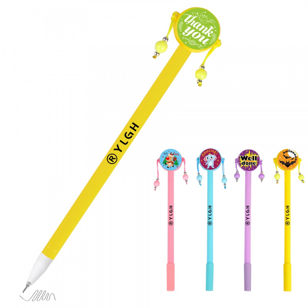 Custom Engraved Customized Round Sticker Pen With Dual Beads Custom Engraved Customized Round Sticker Pen With Dual Beads