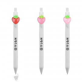 Click Activated Pen With a White Dots Strawberry Custom Imprinted