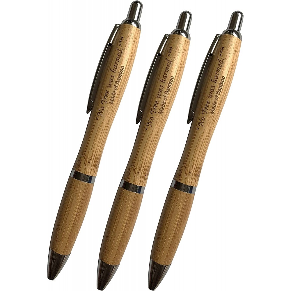 Custom Engraved Reusable Sustainable Retractable Bamboo Ballpoint Pens