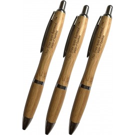 Reusable Sustainable Retractable Bamboo Ballpoint Pens Custom Imprinted