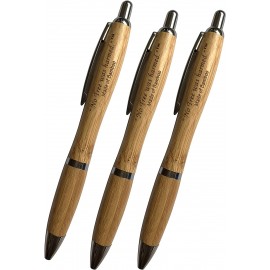 Custom Engraved Reusable Sustainable Retractable Bamboo Ballpoint Pens