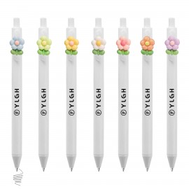 Green Leaf Flower Click Pen Custom Imprinted