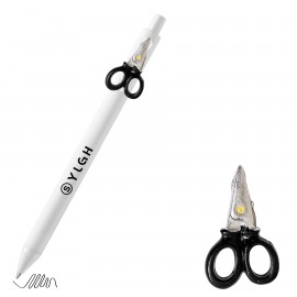 Click Activated Pen with Scissors Custom Imprinted