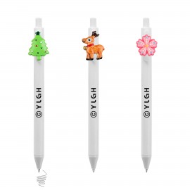 Custom Imprinted Click Activated Pen With Christmas Tree Deer Snowflake