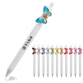 Custom Engraved Click Activated Pen With Colorful Butterfly