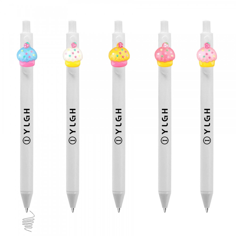 Custom Imprinted Click Activated Pen With Stars Ice Ceram Cup
