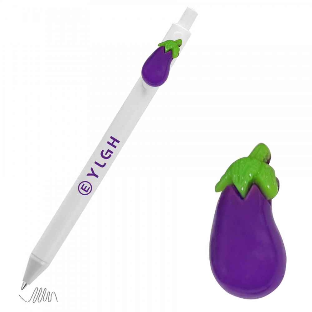Click Activated Pen With Eggplant Logo Branded
