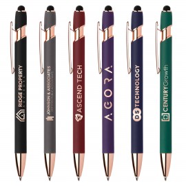 Custom Imprinted Ellipse Softy Rose Gold Classic Pen w/ Stylus and Mirror Laser  Custom Imprinted Ellipse Softy Rose Gold Classic Pen w/ Stylus and Mirror Laser