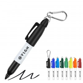 Logo Branded Short Barrel Marker Pen With Carabiner