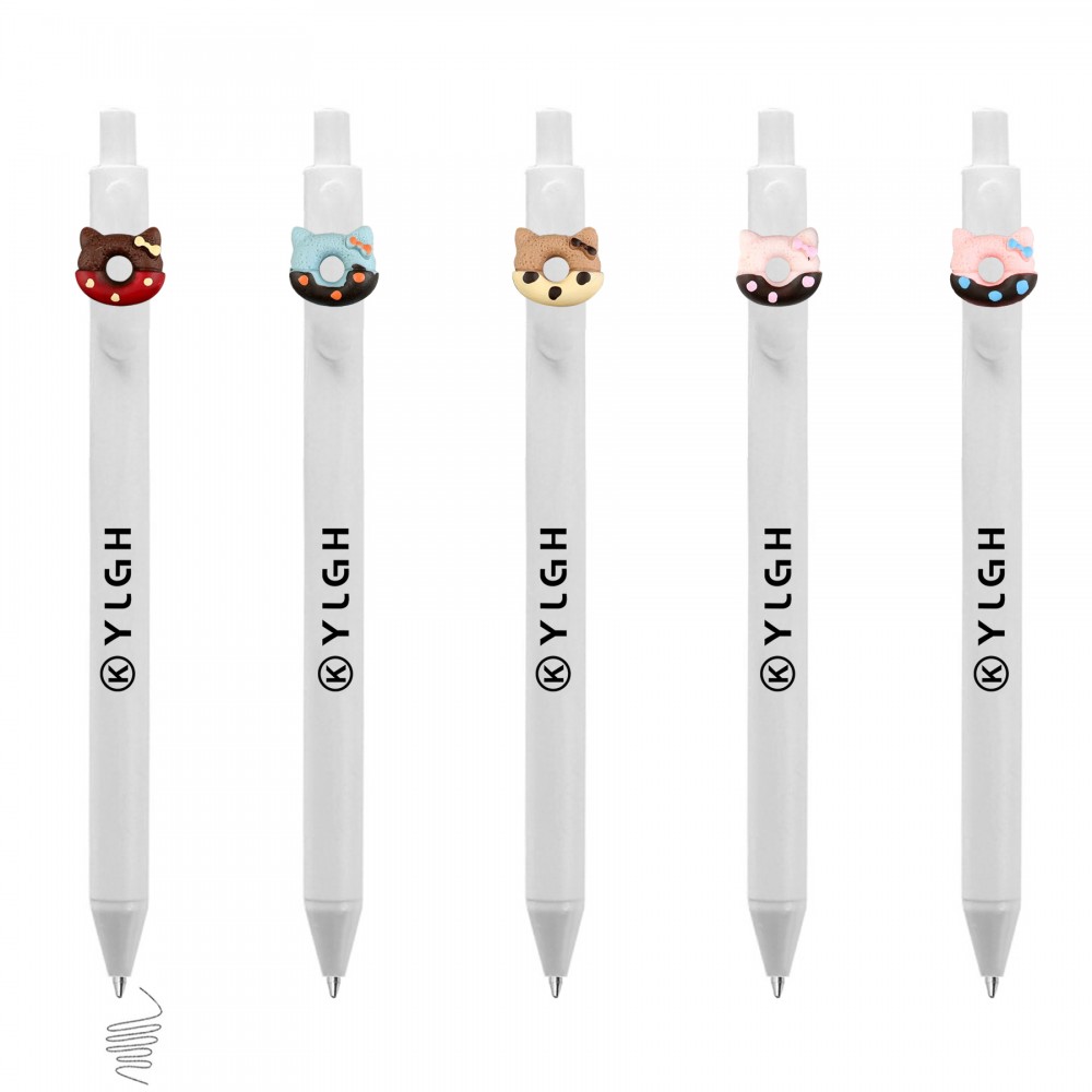Custom Imprinted Click Pen w/ Cat Ear Doughnut