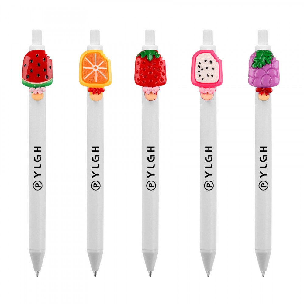 Logo Branded Click Activated Pen With Fruit Popsicle