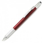 Custom Imprinted 7 In 1 Plastic Tool Pen w-Stylus (Red)
