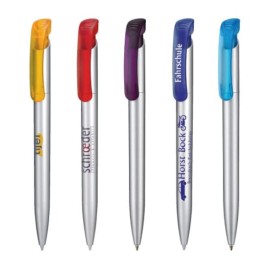 Logo Branded Ritter Clear Silver Frozen Pen