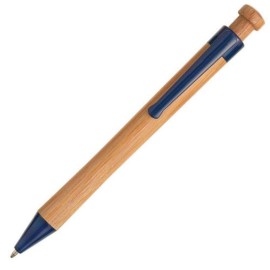 Bamboo Click-action Pen - Blue Custom Engraved