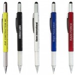 7 In 1 Plastic Tool Pen w-Stylus (Yellow) Custom Engraved