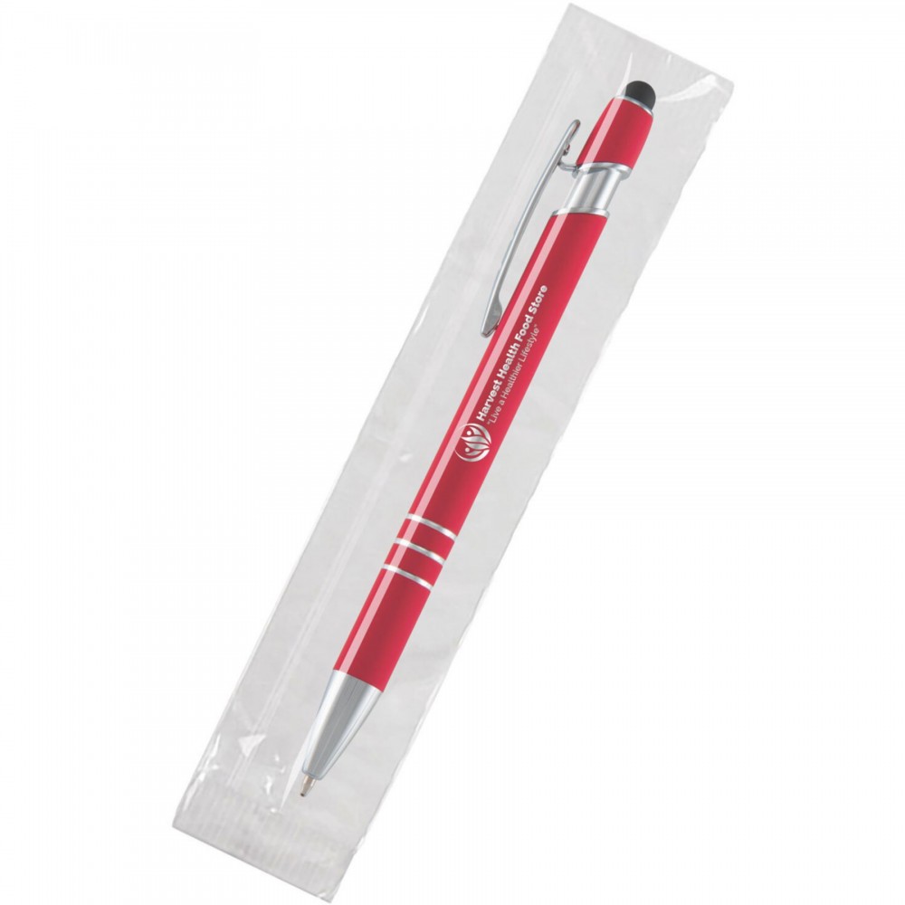 Logo Branded Ultima Softex Stylus Cello-Wrapped Pen
