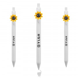 Logo Branded Click Pen w/ White Dots Sun Flower