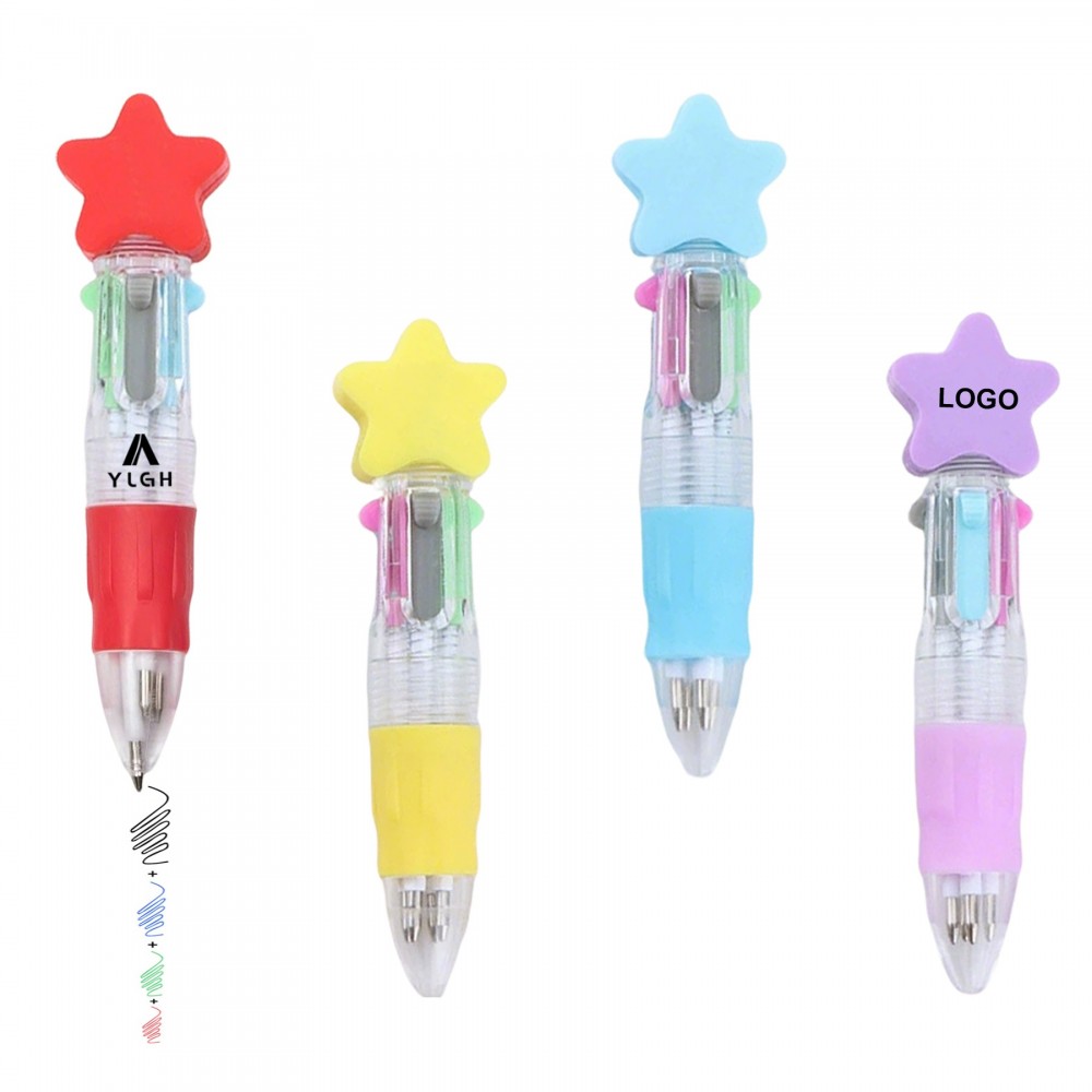 Custom Imprinted 4-Color-Refill Mini Pen w/ Star