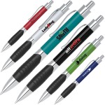 Logo Branded Click Action Aluminum Ballpoint Pen w/ Chrome Clip & Accents