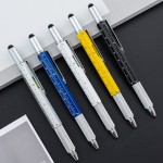 New Design 6 in1 Multi-functional Tool Tech Metal Ballpoint Pen W/Stylus Logo Branded