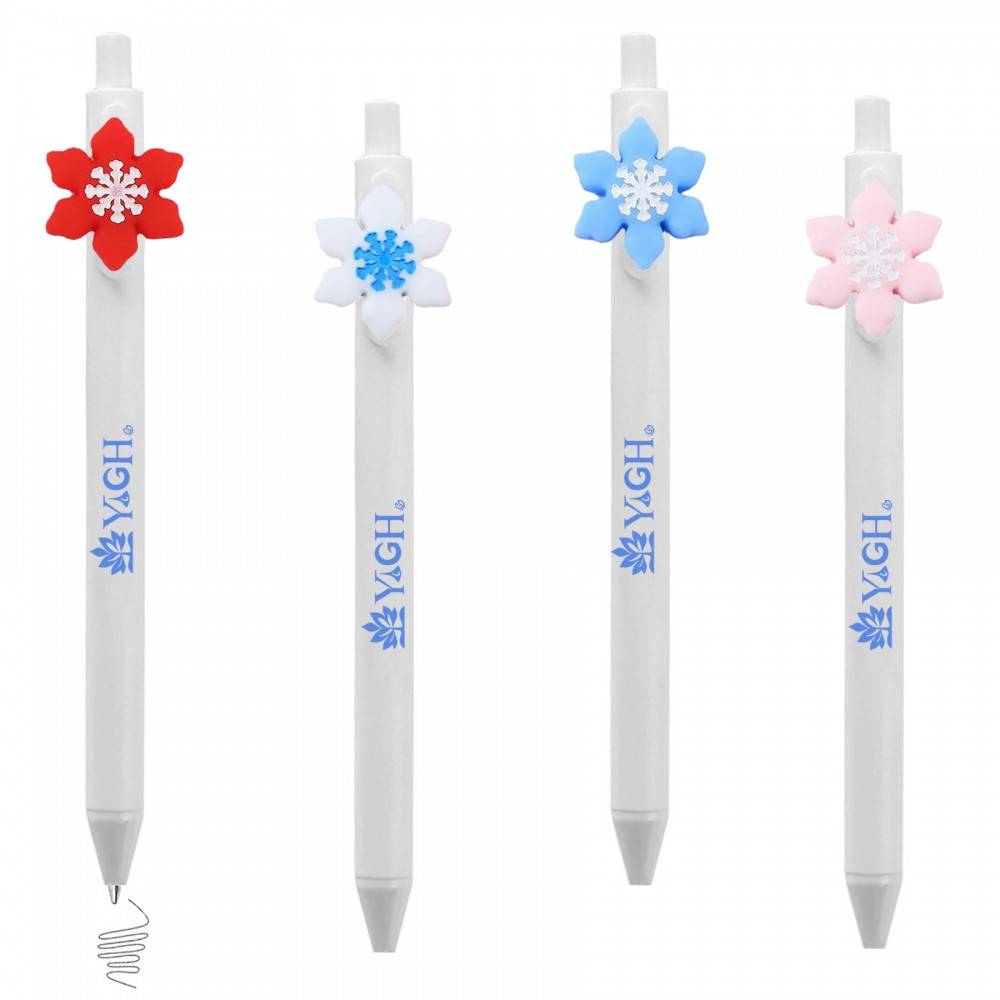 Click Pen w/ Snowflake Flower Custom Engraved