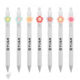 Custom Imprinted Click Pen w/ Colorful Sunflower