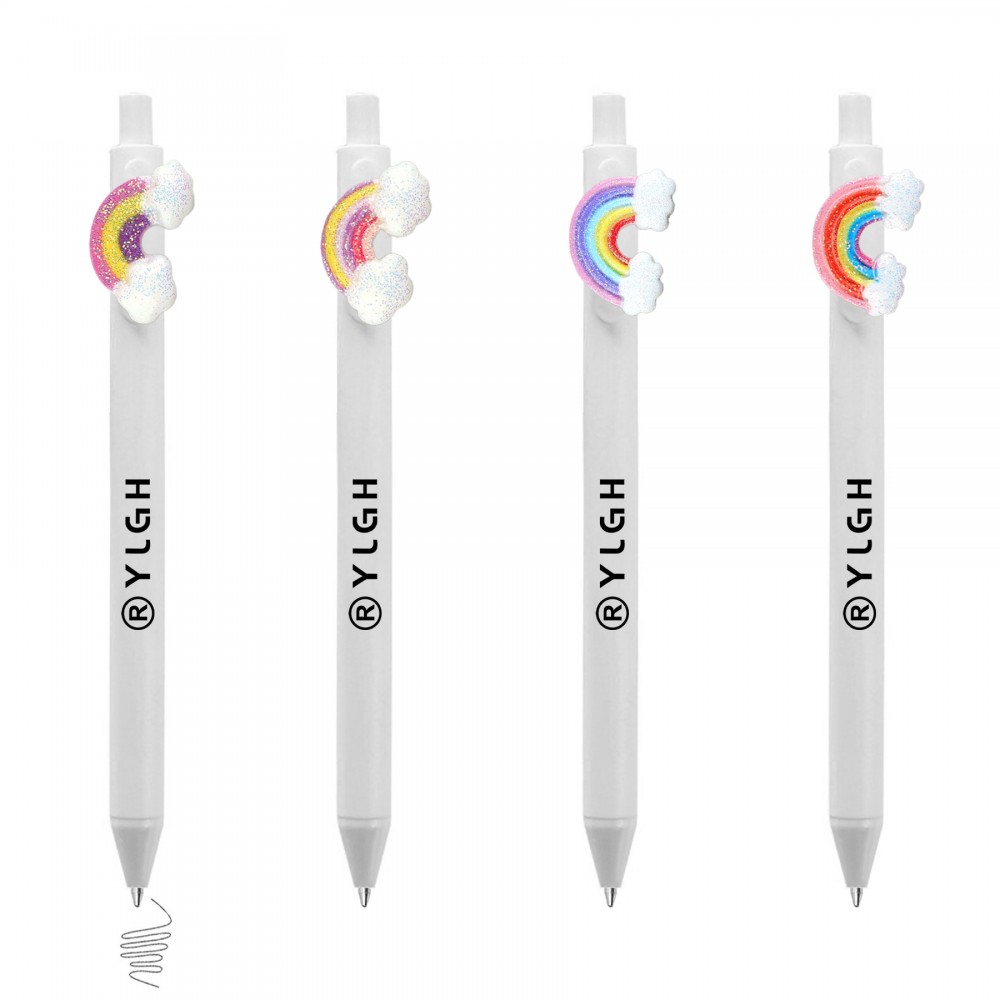 Click Activated Pen With Shining Powder Rainbow Logo Branded