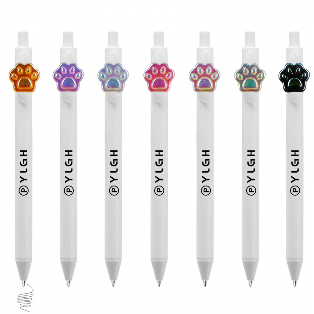 Custom Imprinted Click Activated Pen With Shining Paw Piece