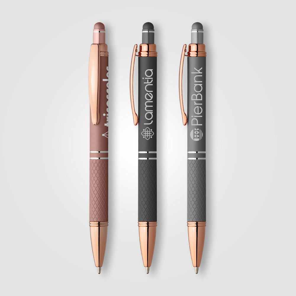 Custom Engraved Phoenix Softy Rose Gold Gel Pen w/Stylus - Laser