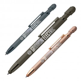 Logo Branded Pluto Softy Metallic Pen with Stylus - Laser