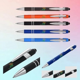 Custom Imprinted Aluminum Ballpoint Pen with Stylus (Soft Touch Click Action, Double Ring)  Custom Imprinted Aluminum Ballpoint Pen with Stylus (Soft Touch Click Action, Double Ring)
