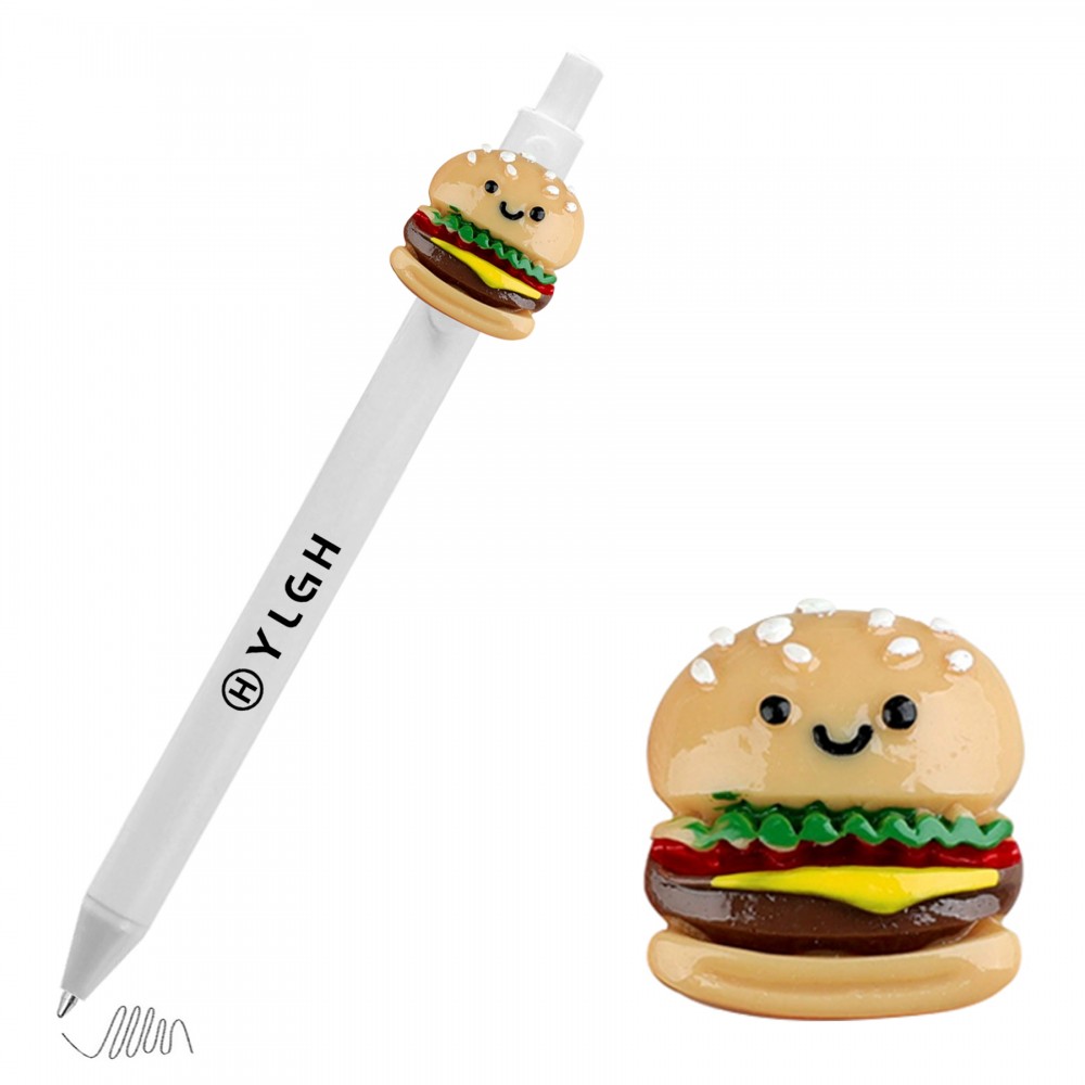 Logo Branded Click Pen w/ Smile Hamburger