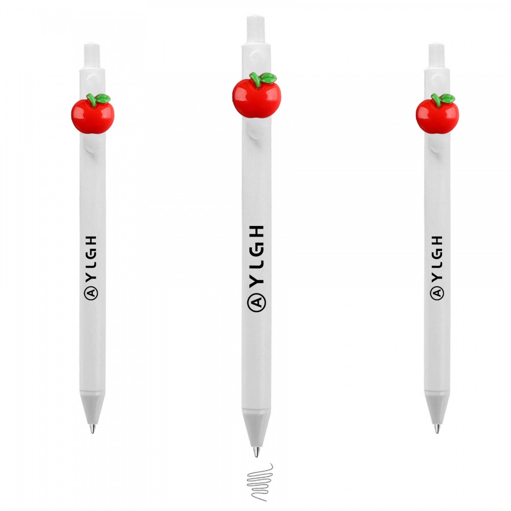 Click Activated Pen With a Red Apple Logo Branded