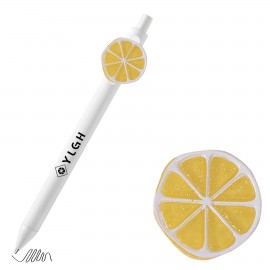 Click Activated Pen with Lemon Piece Logo Branded