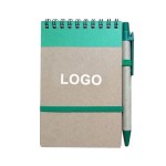 Promotional Spiral Notebook w/Elastic Band & Ball Pen Attached Custom Engraved