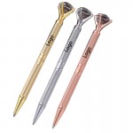 Custom Engraved Carved Design Metal Ball Pen with Crystal Diamond