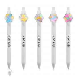 Click Pen w/ Latte Art Flower Logo Branded
