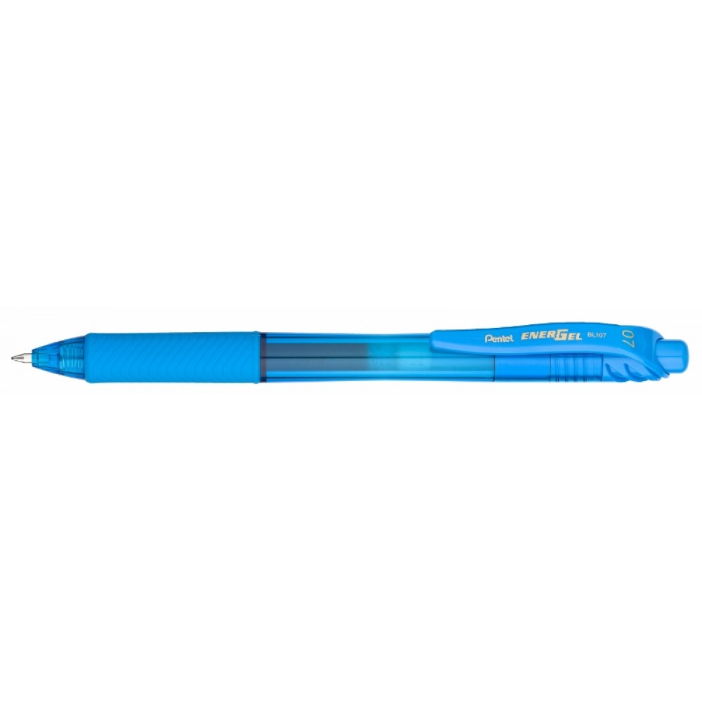 Energel-X Translucent Barrel Retractable Gel Ink Pen - Sky Blue Logo Branded