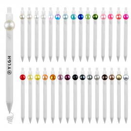 Click Activated Pen With Colorful Pearl Bead Logo Branded