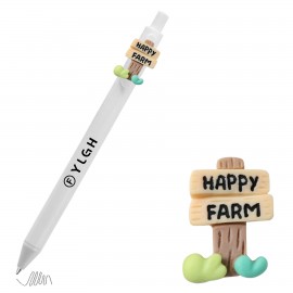 Click Activated Pen with Happy Farm Signpost Custom Engraved
