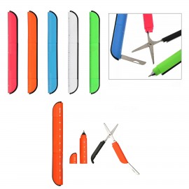 Logo Branded Multifunction Folding Scissors Ballpoint Pen With Knife